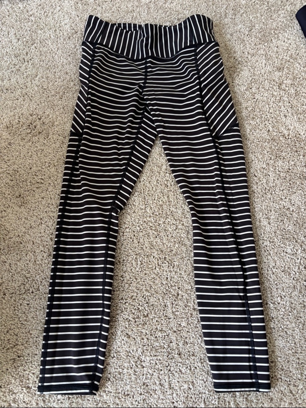 Athleta Black and White Striped Girls' Leggings